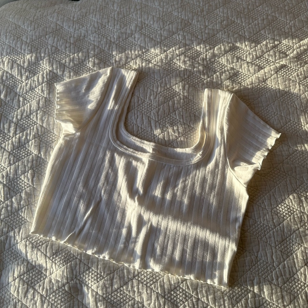 White Ribbed Crop Top